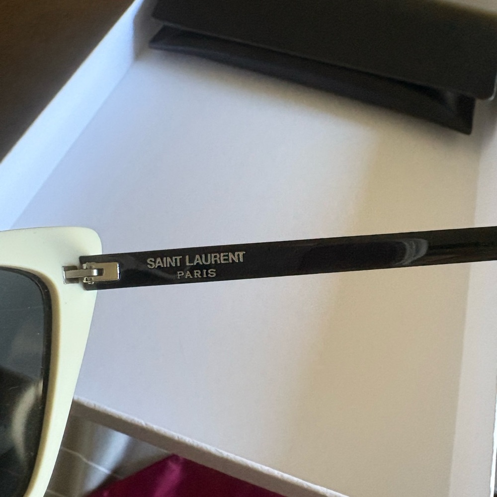 Saint Laurent Women's White Cat-Eye Sunglasses with case - Picture 5 of 7